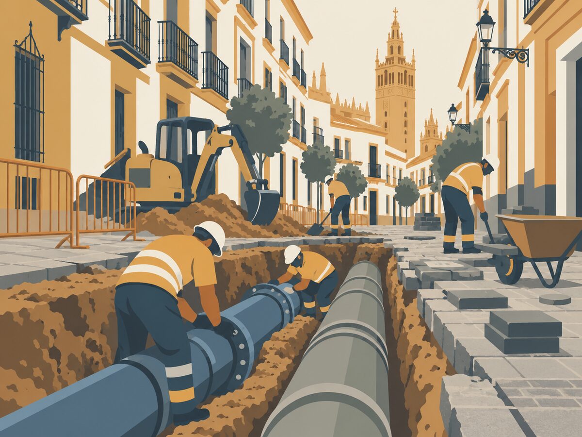 Sevilla abre al tráfico el primer tramo de la calle Trajano tras renovar sus redes