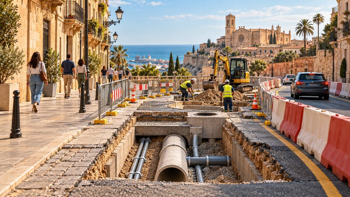 Tarragona renueva el alcantarillado de la calle Caputxins con cortes parciales de tráfico
