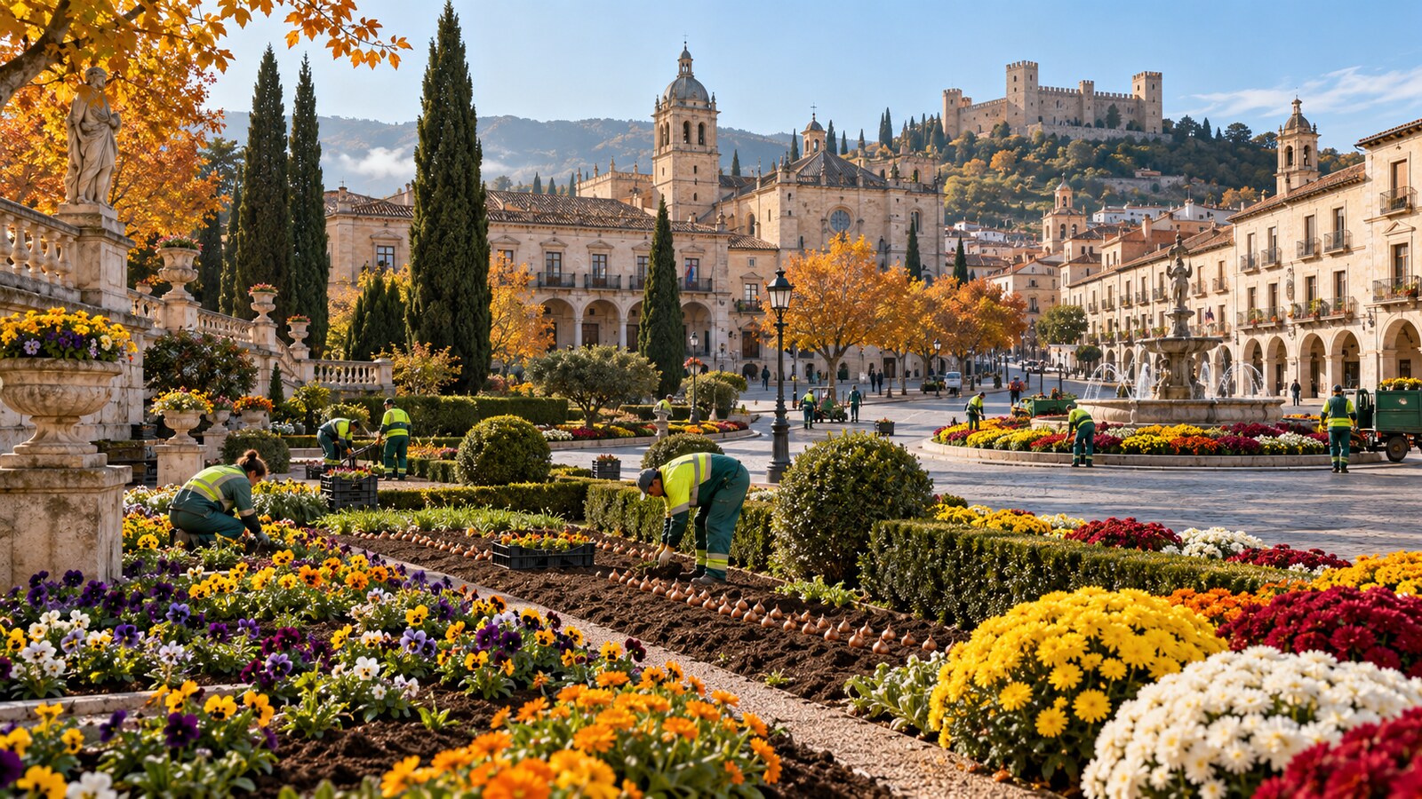 Aranjuez renueva su paisaje urbano de otoño con 20.000 flores y mejoras del suelo